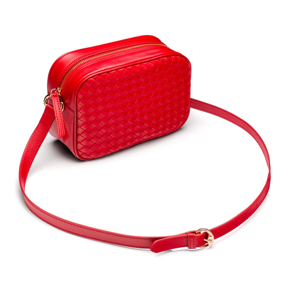 Ivy woven camera bag, red