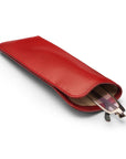 Large leather glasses case. soft red, inside