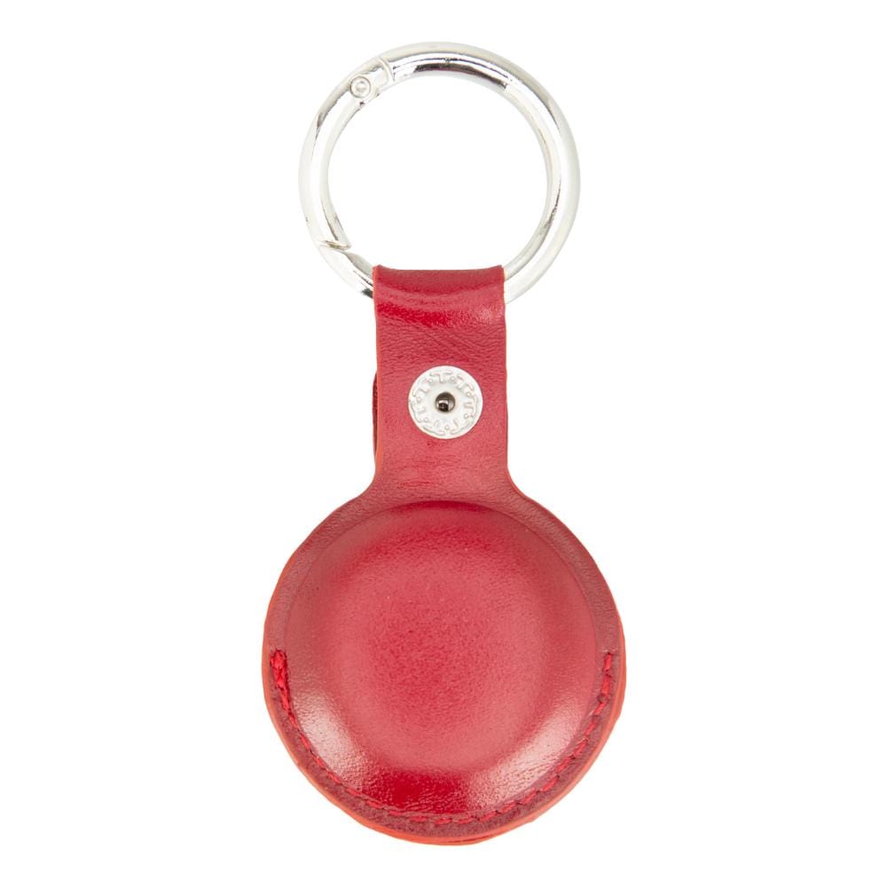 Leather air tag holder, red, back