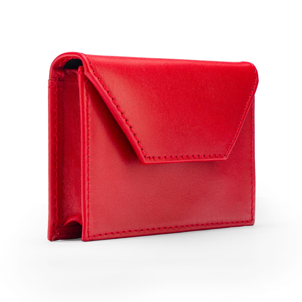 Leather business card holder, red, side