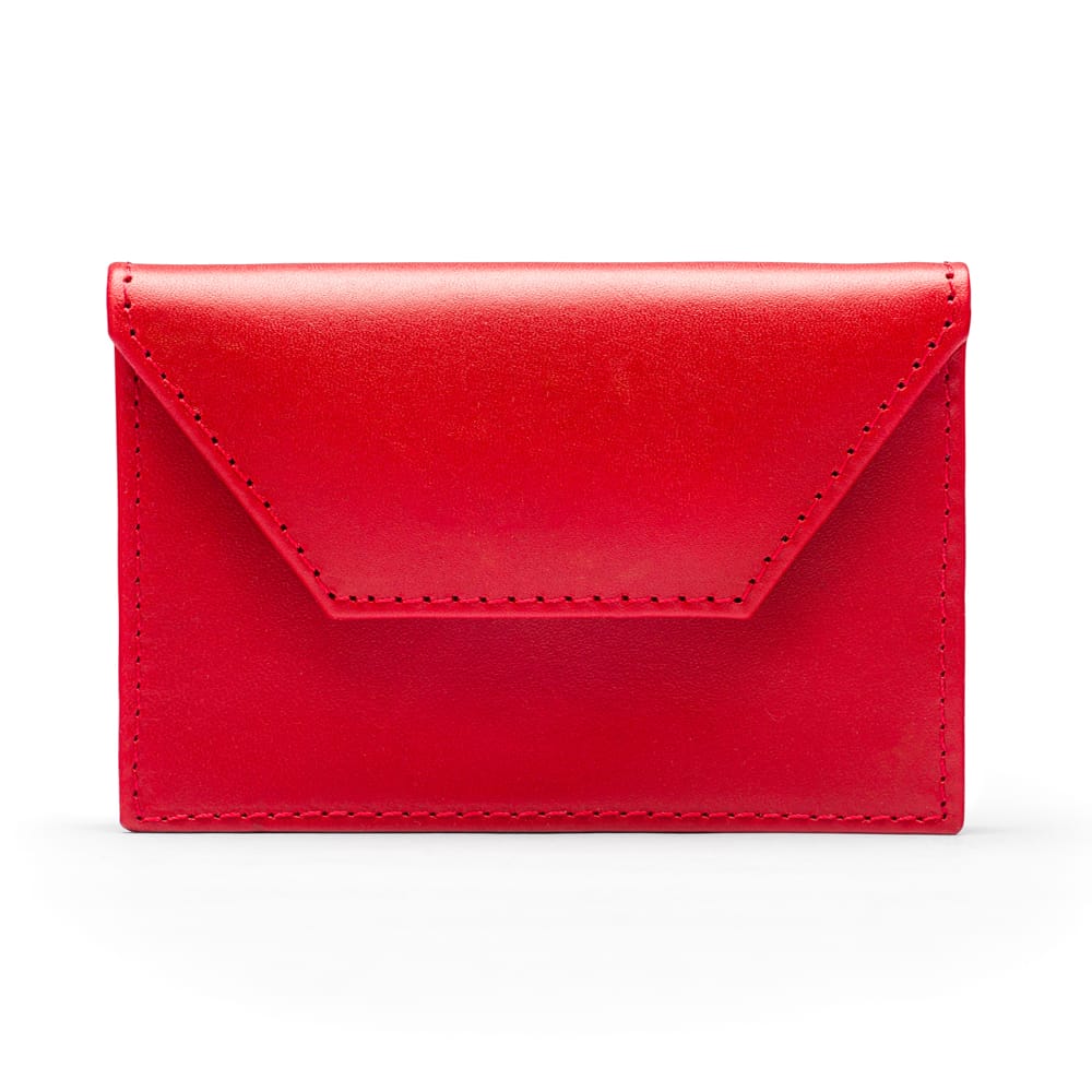 Leather business card holder, red, front