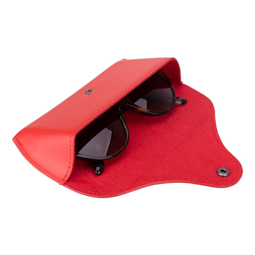 Leather glasses case,red, inside