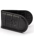 Leather Magnetic Money Clip, black croc, front