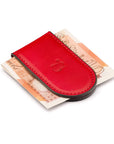 Leather Magnetic Money Clip, red, with cash