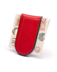 Leather Magnetic Money Clip, red, back