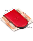 Leather Magnetic Money Clip, red, dimensions