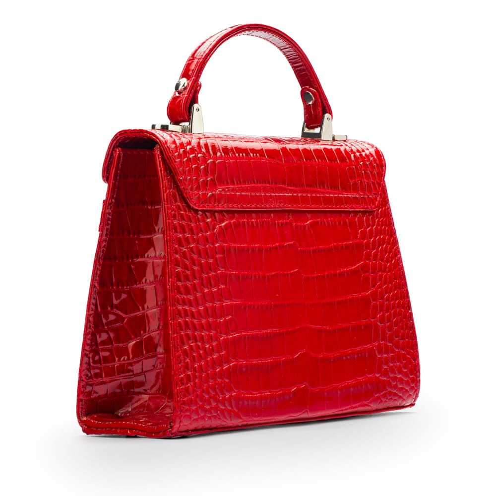 Leather mini Catherine bag, red patent croc, back