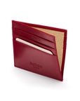 Leather side opening flat credit card case, red, inside