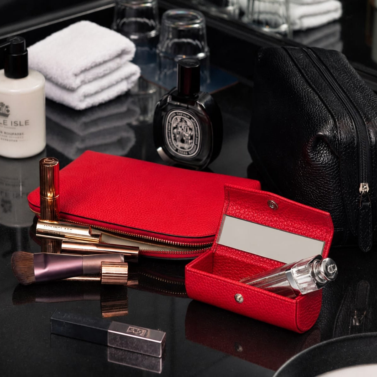 Leather lipstick case, red, lifestyle