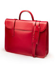 Leather music bag, red, with shoulder strap