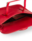 Leather music bag, red, inside