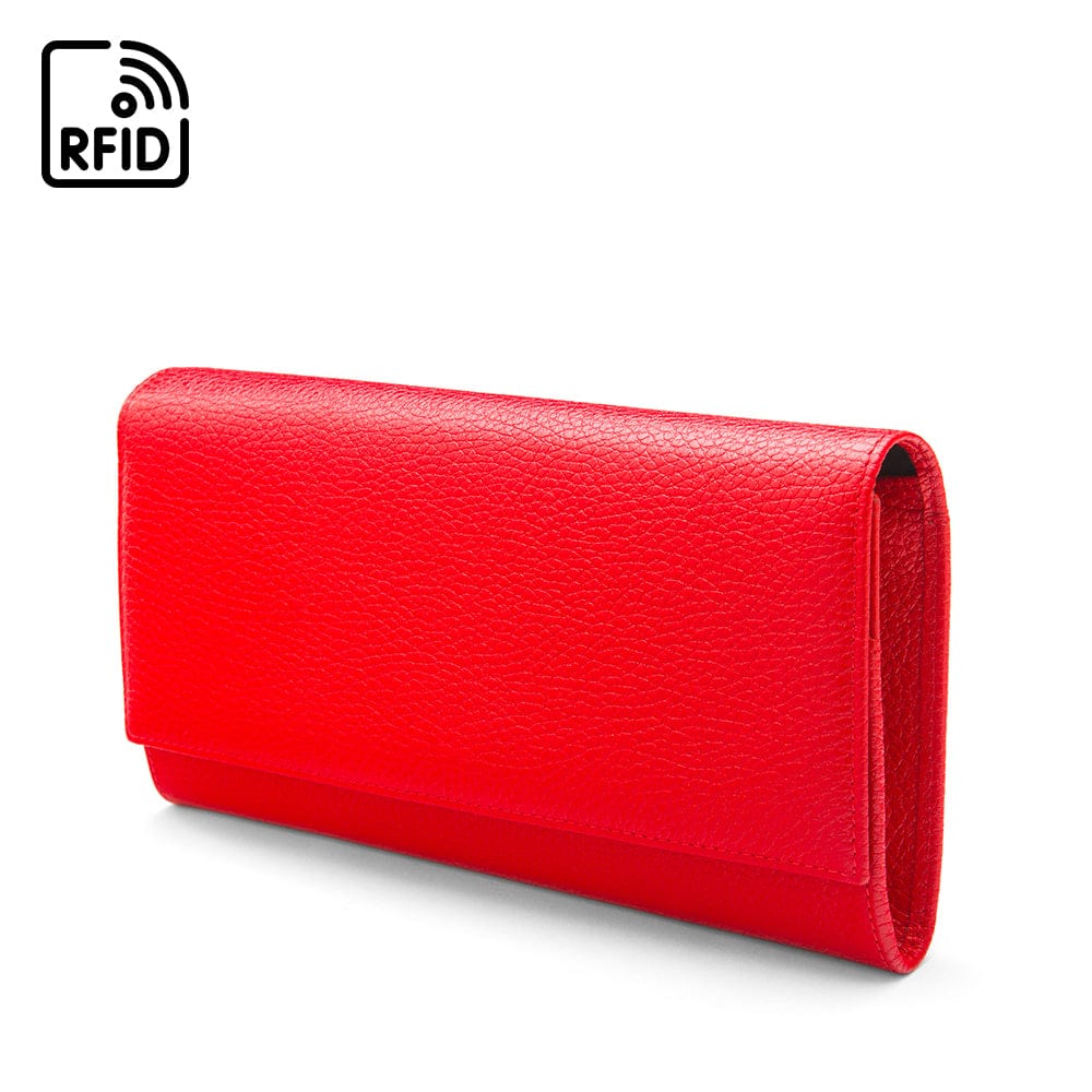 Luxury RFID leather travel wallet, red, side