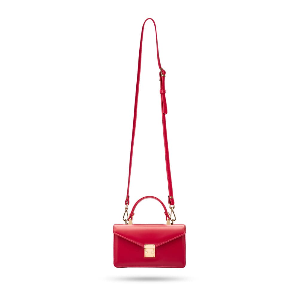 Maya top handle bag, red, with shoulder strap