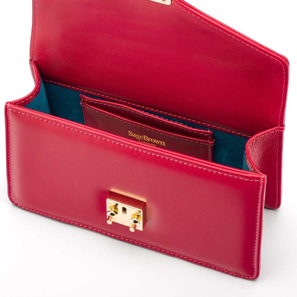 Maya top handle bag, red, inside