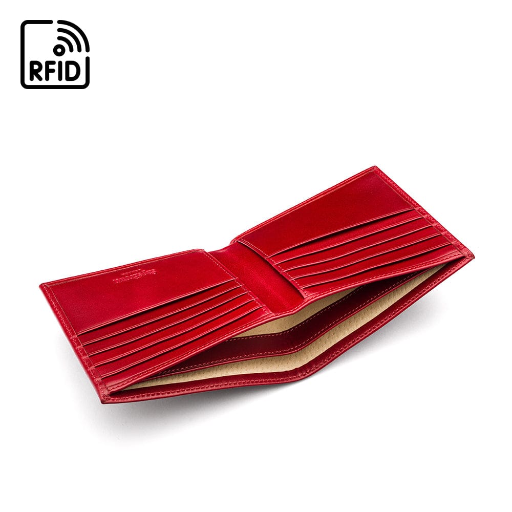 Men's RFID wallet with 10 CC, red, inside