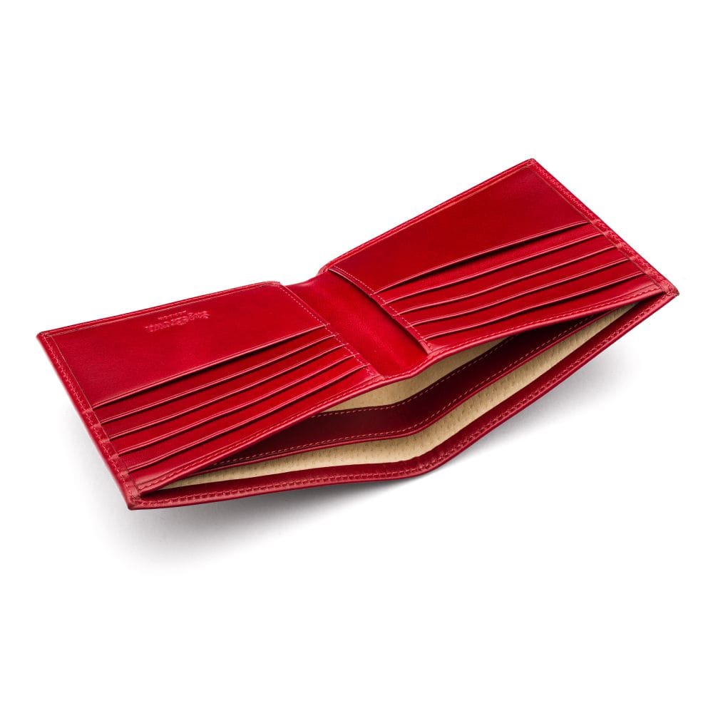 Men's RFID wallet with 10 CC, red, inside view