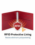 Men's RFID wallet with 10 CC, red, rfid protection