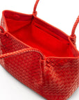 Midi woven leather bag, red, open view