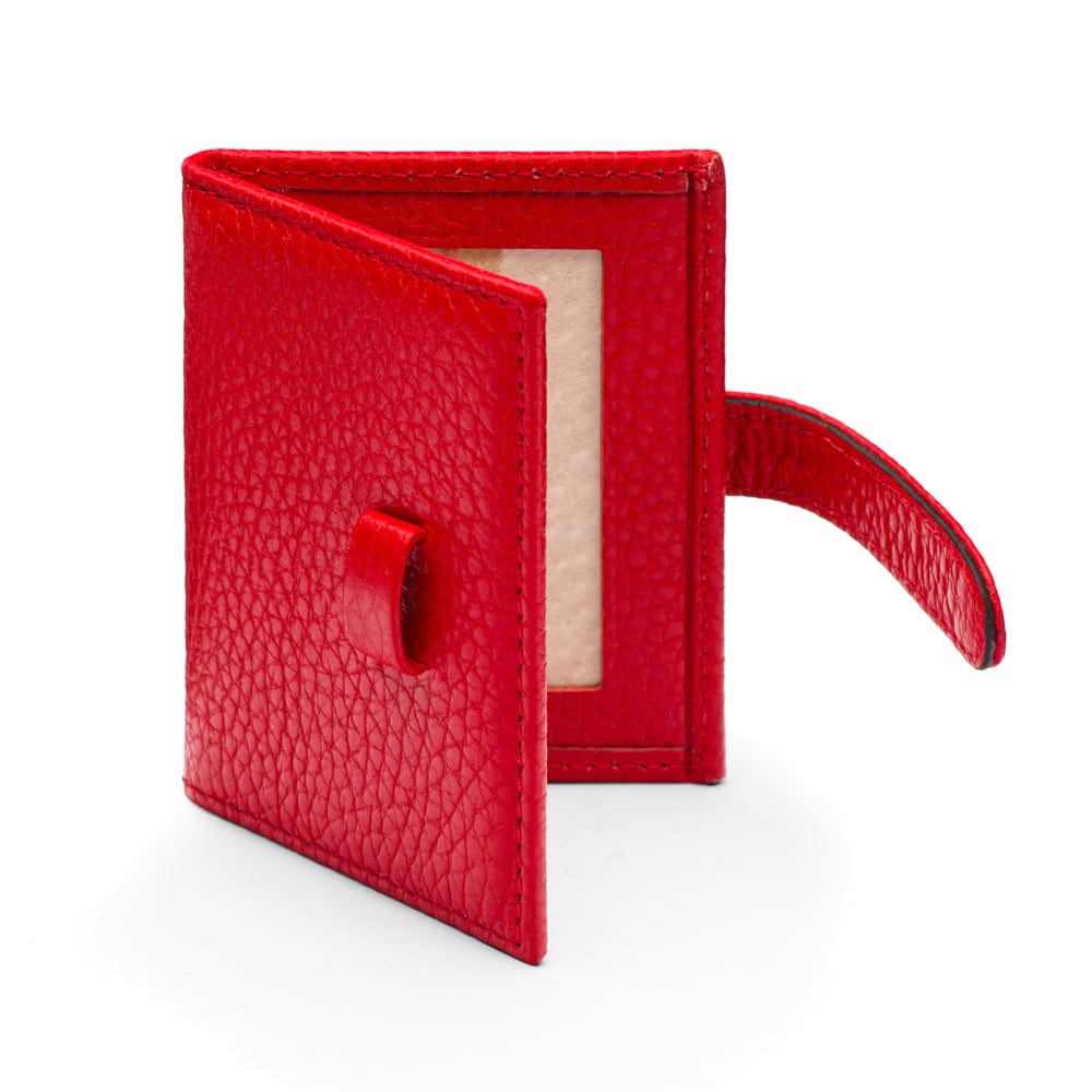 Mini leather passport photo frame, red, 60 x 40mm, open