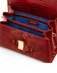 Python snake skin Sabrina bag, red python, inside