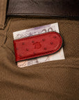 Real Ostrich Leather Magnetic Money Clip, Red, lifestyle view