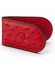 Real Ostrich Leather Magnetic Money Clip, Red, front