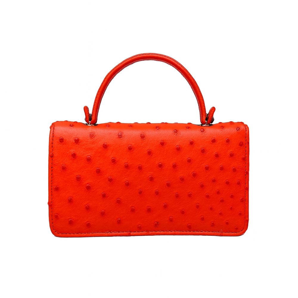 Real ostrich Maya bag, red ostrich, back