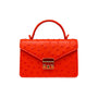 Real ostrich Maya bag, red ostrich, front