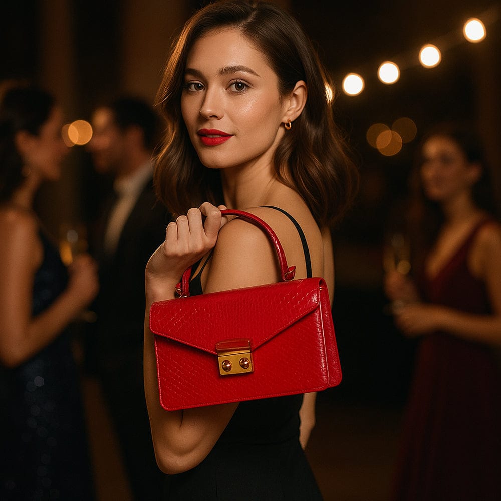 Real python Maya bag, red, lifestyle