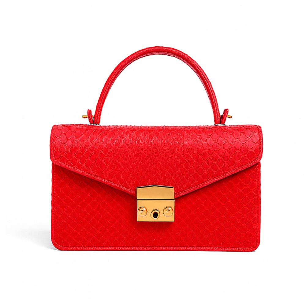 Real Python Maya Top Handle Bag - Red