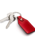 Rectangular leather key fob, red, front