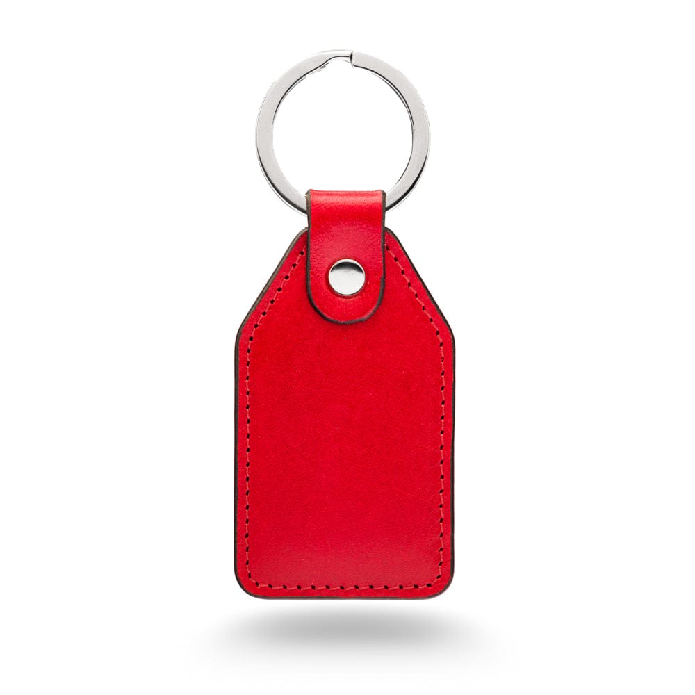 Rectangular leather key fob, red, front