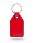 Rectangular leather key fob, red, front