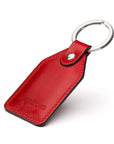 Rectangular leather key fob, red, back