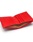 RFID leather wallet with 4 CC, red, inside