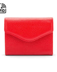 RFID Large leather purse with 15 CC, red, front