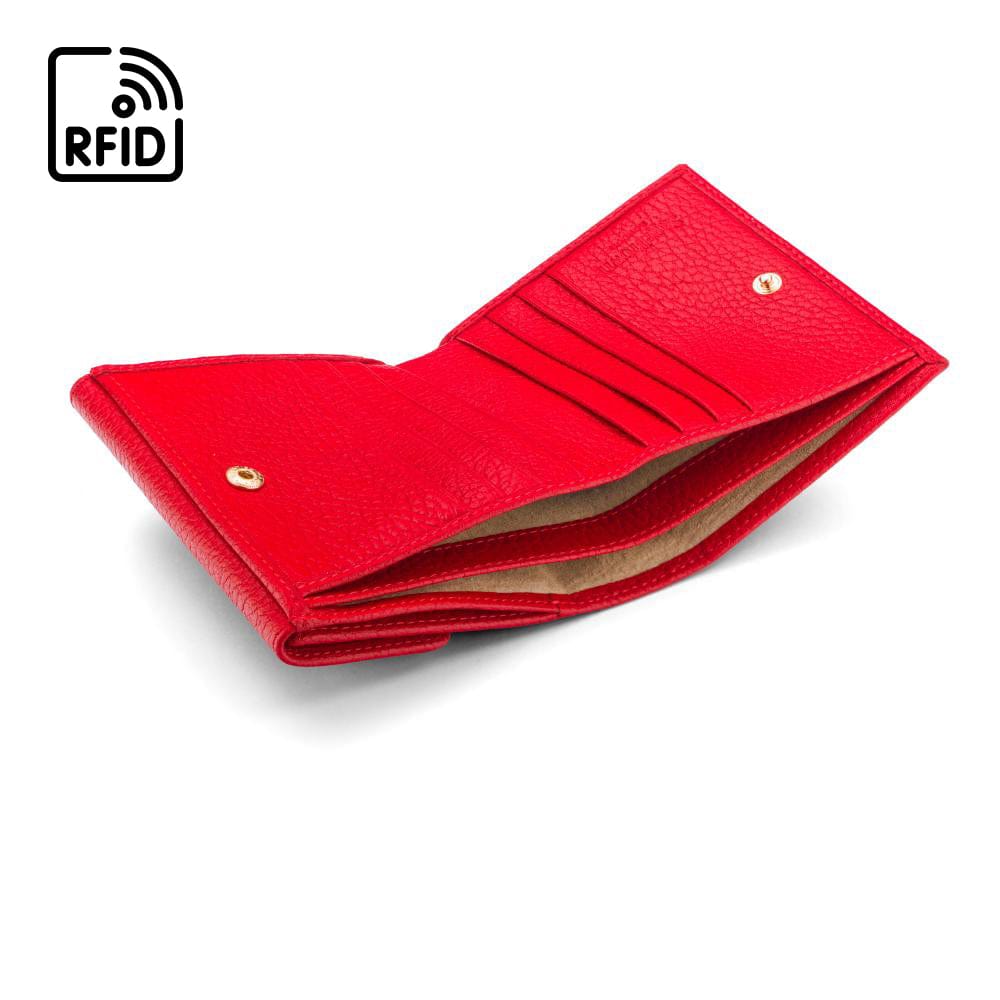 RFID leather purse, red, inside