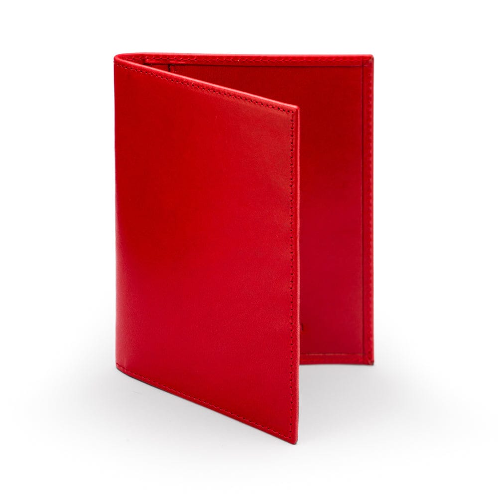 RFID leather passport holder, red, front