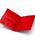 RFID leather passport holder, red, open