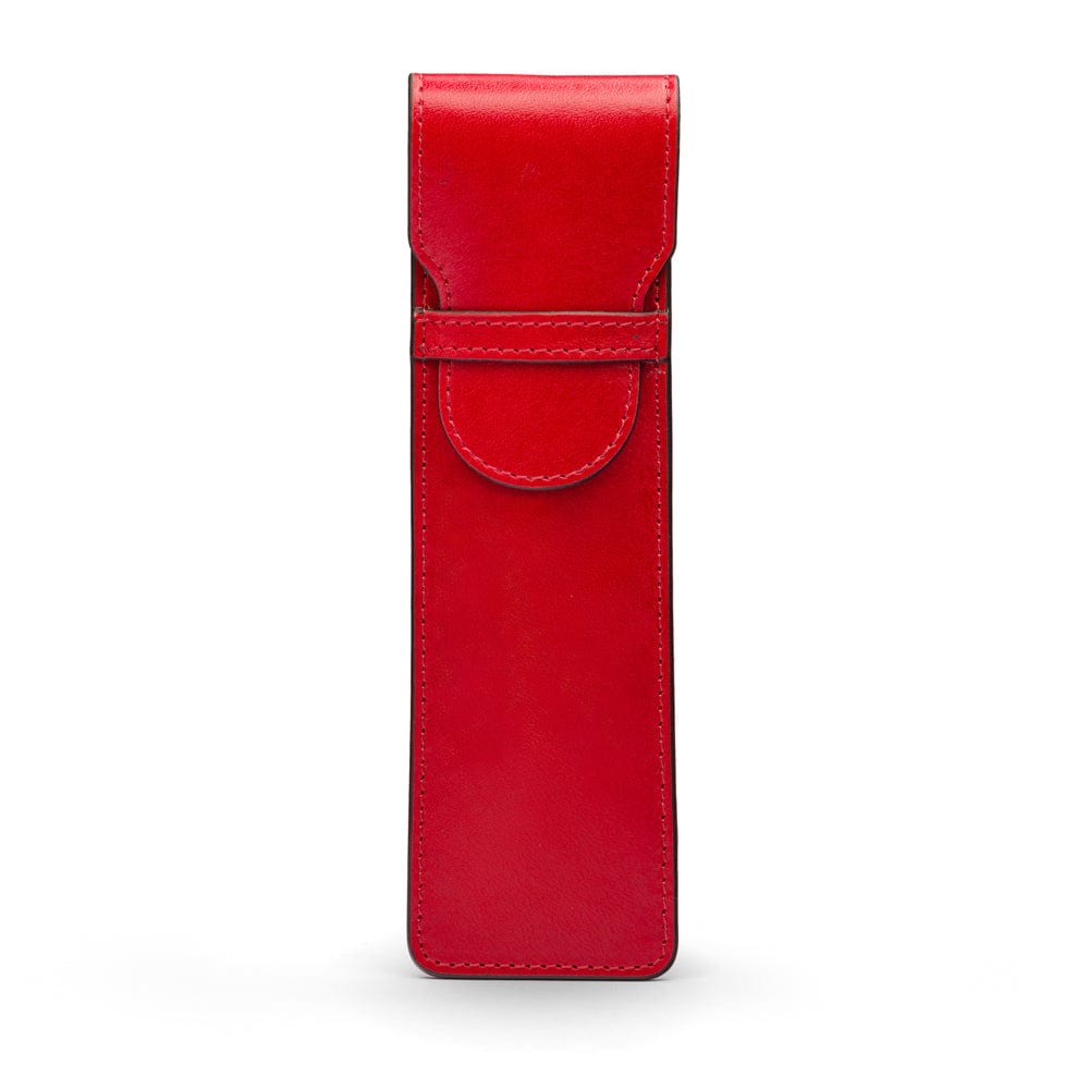Single leather pen case, red, front view