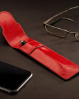 Single leather pen case, red, lifestyle