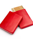 Pull apart business card holder, red, open