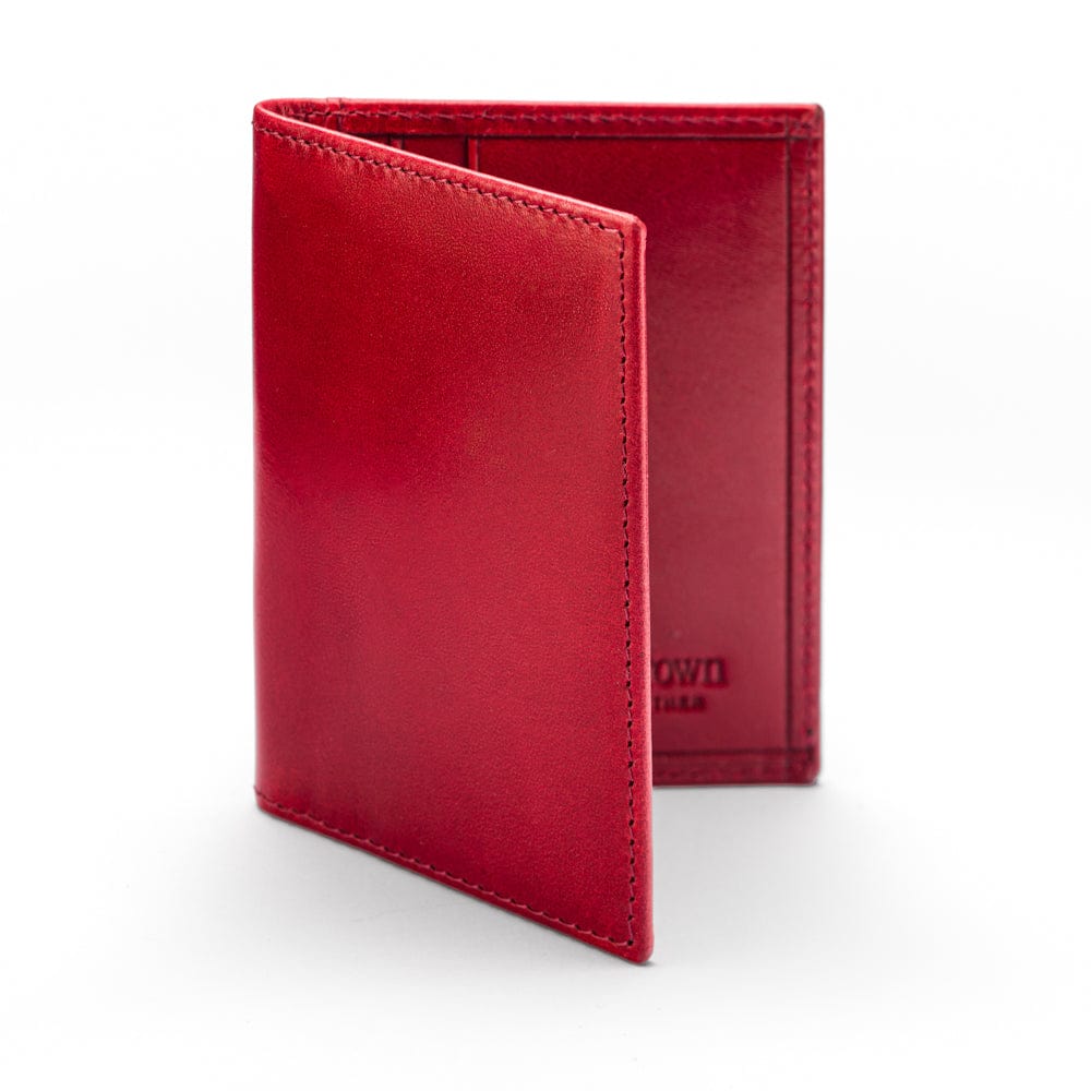 RFID leather credit card wallet, red, front