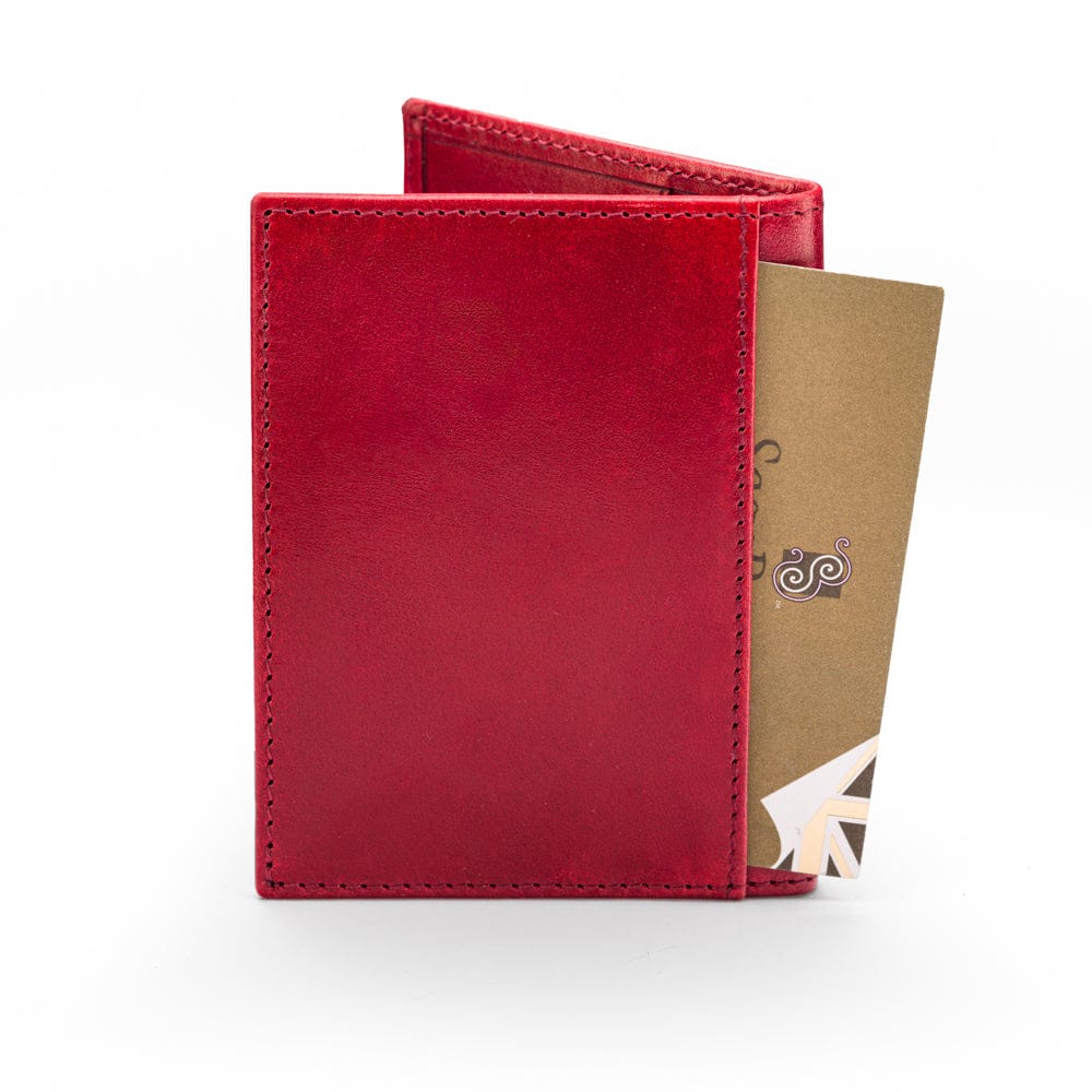 RFID leather credit card wallet, red, back