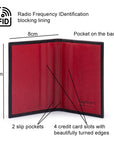 RFID leather credit card wallet, red, features