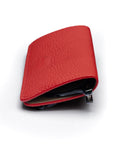 Slim Leather Glasses Lens Cover with Magnetic Closure, Red, side view
