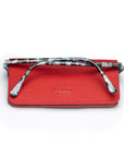 Slim Leather Glasses Lens Cover with Magnetic Closure, Red, back