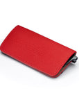 Slim Leather Glasses Lens Cover with Magnetic Closure, Red, front