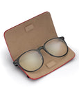 Slim Leather Glasses Lens Cover with Magnetic Closure, Red, inside