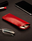 Small leather glasses case, soft red, lifetsyle